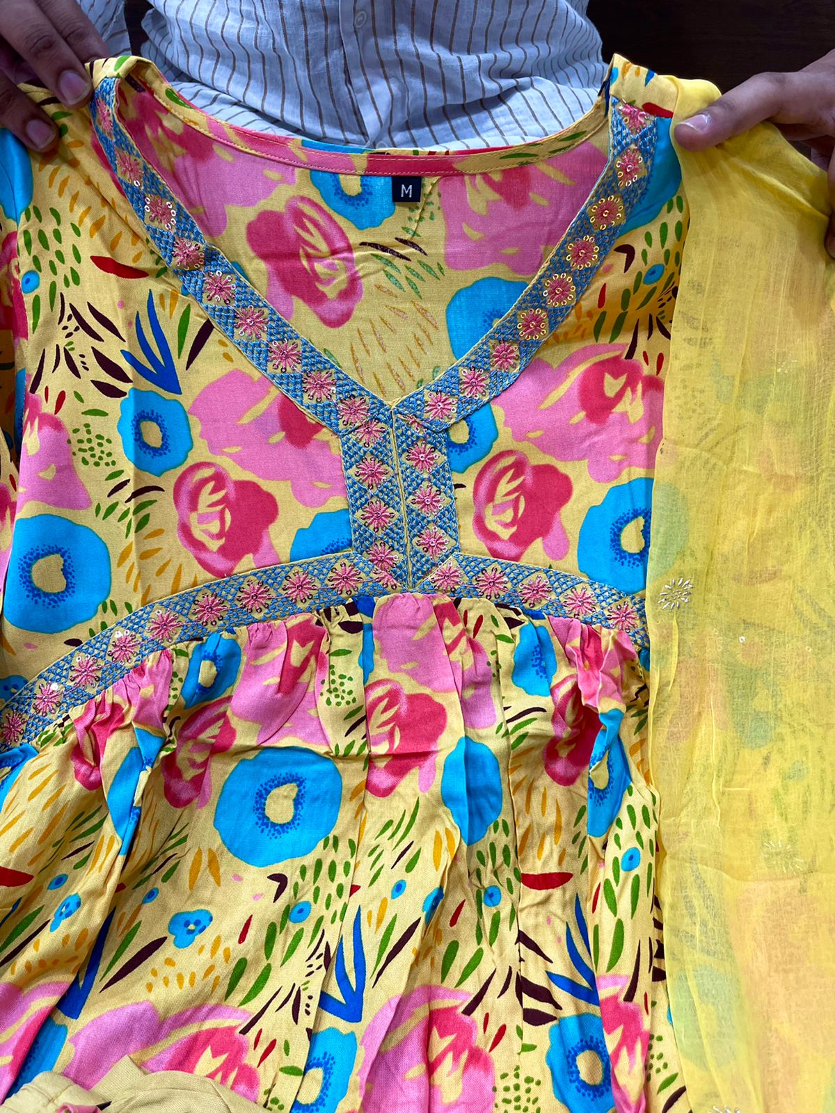 Yellow Floral Alia Cut Kurti With Bottom Dupatta Catalog